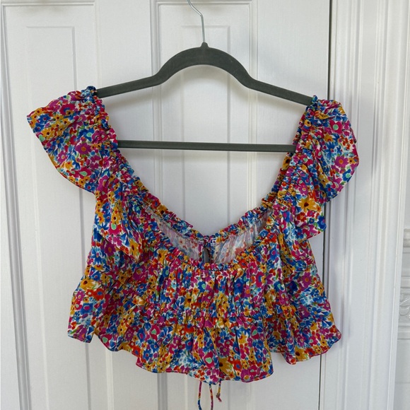 For Love and Lemons Ruffle Sleeve Crop Top - Picture 2 of 3